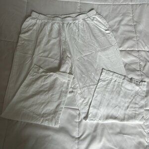 Vintage Kaua’iana Hawaii Womens White Beach Pants Pockets Soft Stretch Rayon